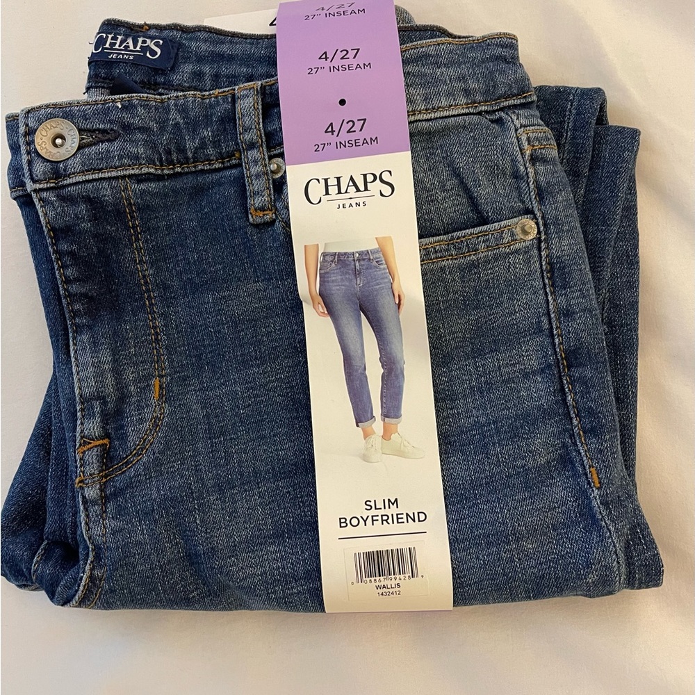NWT Chaps Wallis Slim Boyfriend Ankle Denim Jeans Size 4/27 - Picture 2 of 5